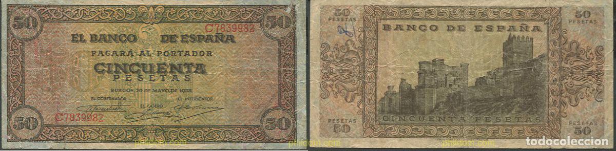 Billetes espa&ntilde;oles: 9514 ESPA&Ntilde;A 1938 50 Pesetas Estado espa&ntilde;ol 20 de mayo de 1938