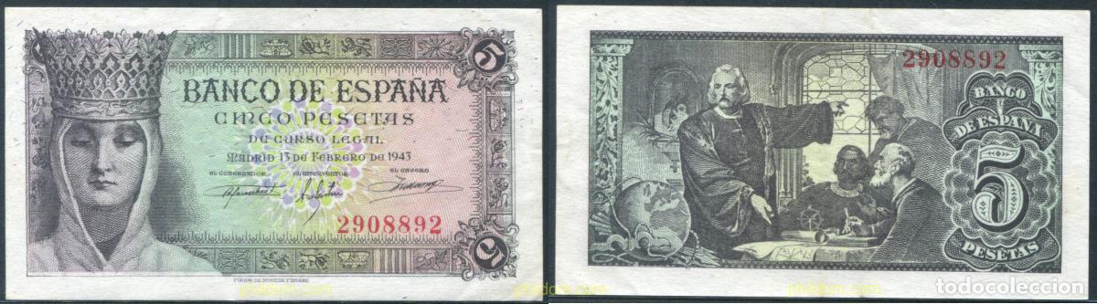 Billetes espa&ntilde;oles: 11353 ESPA&Ntilde;A 1943 5 Pesetas Estado espa&ntilde;ol 13 de febrero de 1943