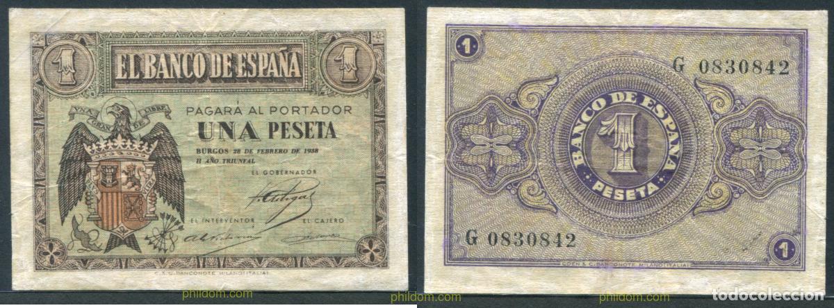 Billetes espa&ntilde;oles: 11352 ESPA&Ntilde;A 1938 1 Peseta Estado espa&ntilde;ol 28 de febrero 1938
