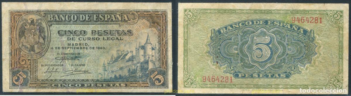 Billetes espa&ntilde;oles: 11348 ESPA&Ntilde;A 1940 ESPA&Ntilde;A 5 Pesetas 1940