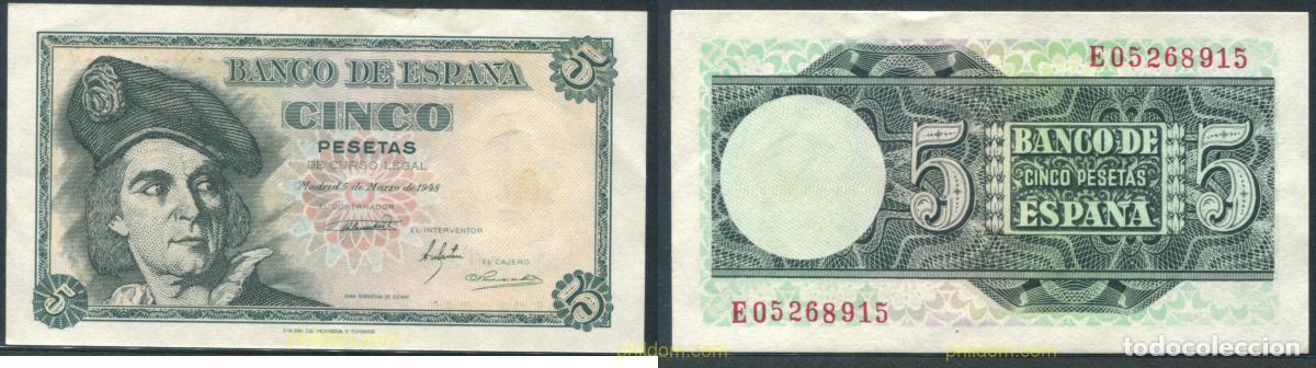 Banconote spagnole: 11360 ESPA&Ntilde;A 1948 5 PESETAS 1948 - MADRID SN M