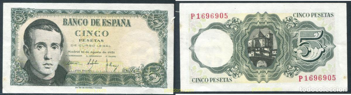 Billets espagnols: 11359 ESPA&Ntilde;A 1951 5 Pesetas 16 de agosto 1951 - JAIME BALMES