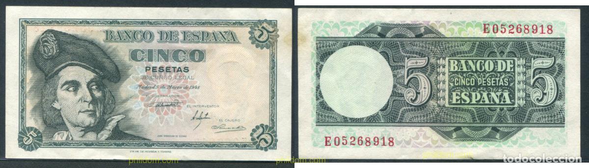 Billetes espa&ntilde;oles: 11361 ESPA&Ntilde;A 1948 5 PESETAS 1948 - MADRID SN M