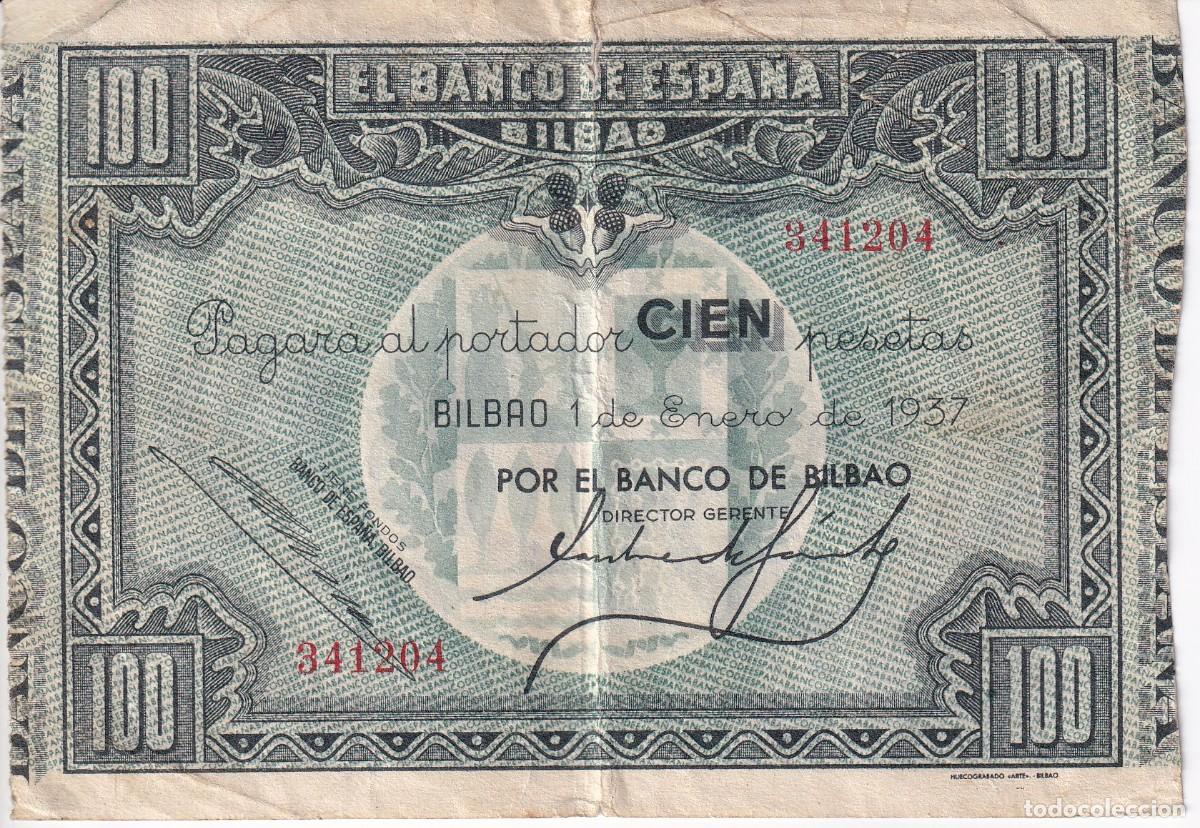 Billets espagnols: BILLETE DE 100 PESETAS DEL BANCO DE ESPA&Ntilde;A-BILBAO DEL A&Ntilde;O 1937 (BANCO DE BILBAO)