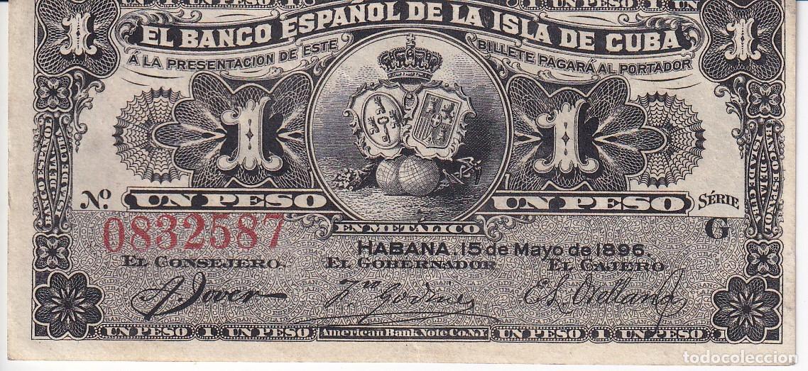 Billets espagnols: BILLETE DEL BANCO ESPA&Ntilde;OL EN LA ISLA DE CUBA DE 1 PESO DEL A&Ntilde;O 1896 SIN CIRCULAR (SC)