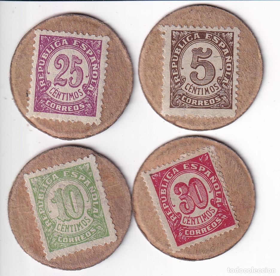 Spanish Banknotes: LOTE DE 4 SELLOS MONEDAS DE ESPA&Ntilde;A DE LA REPUBLICA ESPA&Ntilde;OLA