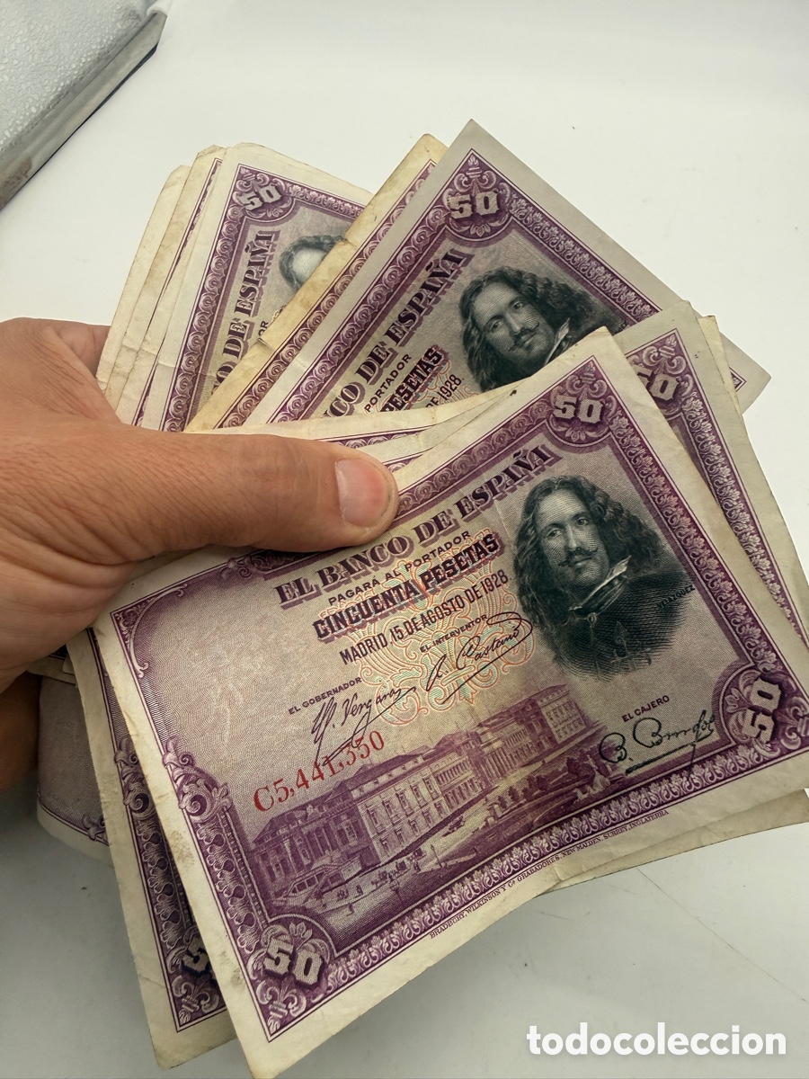 Billets espagnols: Lote de 15 billetes de 50 pesetas de 1928 &ndash; Vel&aacute;zquez &ndash; Banco de Espa&ntilde;a