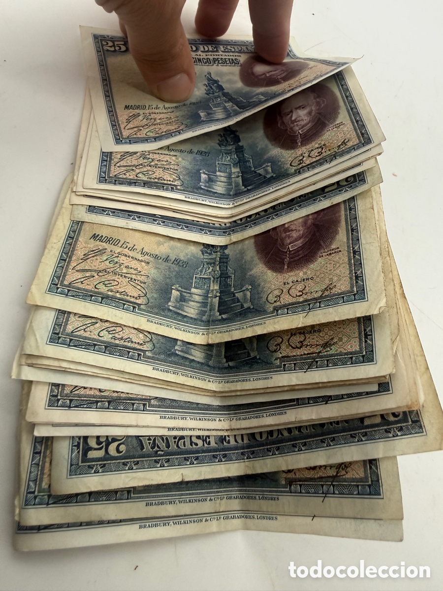 Billets espagnols: Lote de 21 billetes de 25 pesetas de 1928 &ndash; Calder&oacute;n de la Barca &ndash; Banco de Espa&ntilde;a
