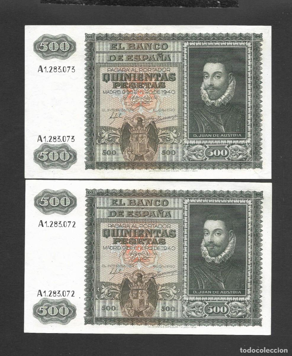 Billetes espa&ntilde;oles: PAREJA CORRELATIVA 500 PESETAS 1940 SERIE A S/C-