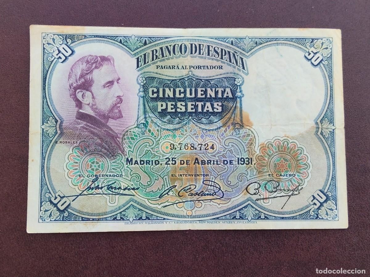 Billetes espa&ntilde;oles: BILLETE DE 50 PESETAS DE EDUARDO ROSALES DEL A&Ntilde;O 1931.EN ACEPTABLE ESTADO!