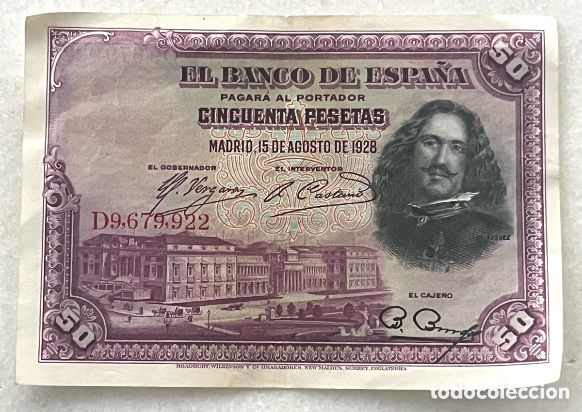 Spanish Banknotes: BILLETE 50 PESETAS, A&Ntilde;O 1928 - VELAZQUEZ