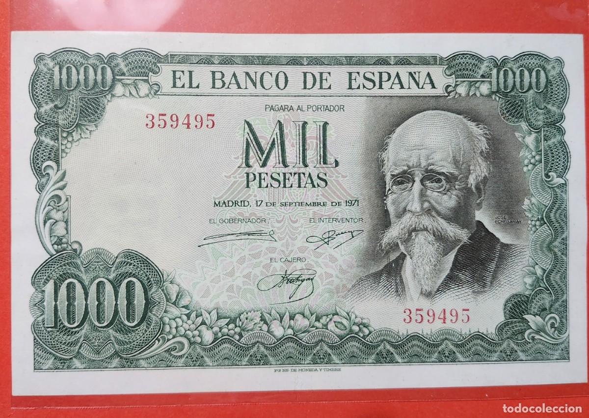 Notas espanholas: LOTE DE 2 BILLETES DE 1000 PESETAS DE SAN ISIDORO 1965, ECHEGARAY 1971, s/c-