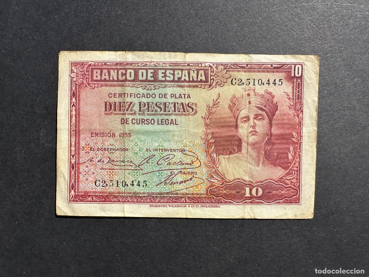 Notas espanholas: BILLETE Espa&ntilde;a - 10 Pesetas - 1935 - SERIE C