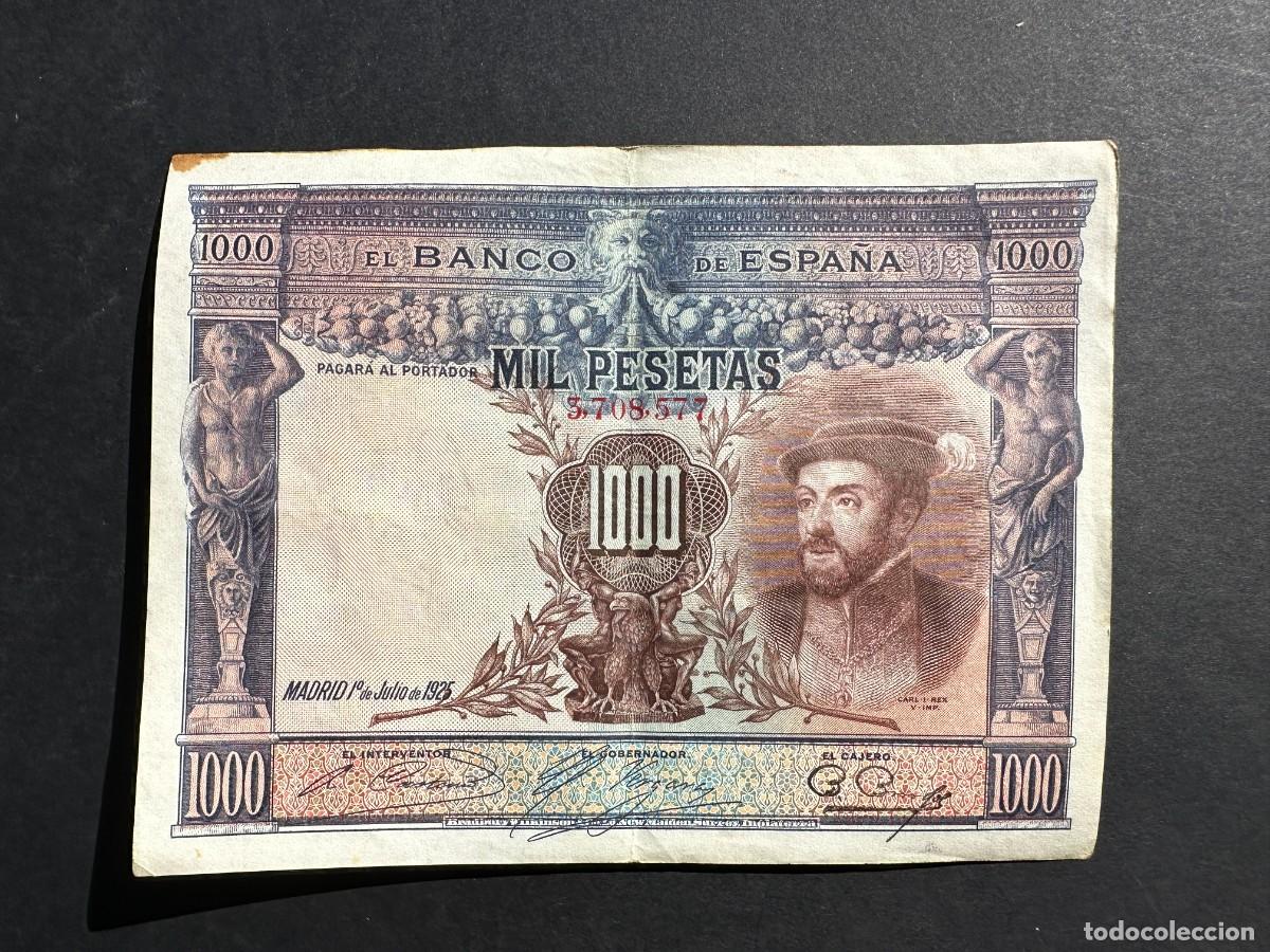 Notas espanholas: BILLETE Espa&ntilde;a - 1000 Pesetas - 1 JULIO 1925 - SIN SERIE - CARLOS V