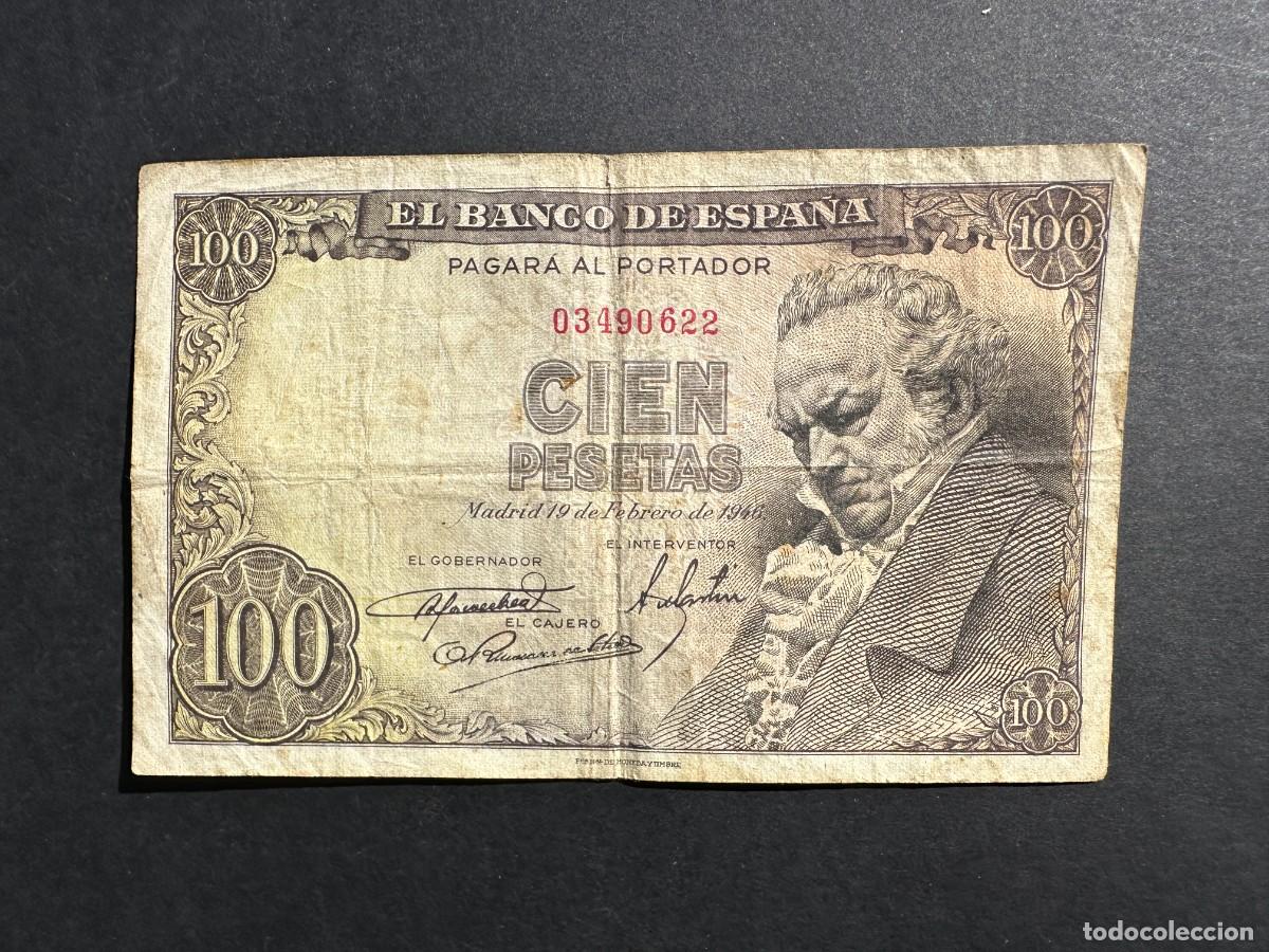 Notas espanholas: BILLETE Espa&ntilde;a - 100 Pesetas - 19 FEBRERO 1946 - SIN SERIE - GOYA