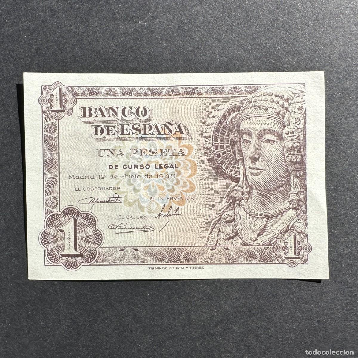 Billets espagnols: BILLETE ESPA&Ntilde;A - 1 Peseta - 19 JUNIO 1948 - SIN SERIE - DAMA DE ELCHE