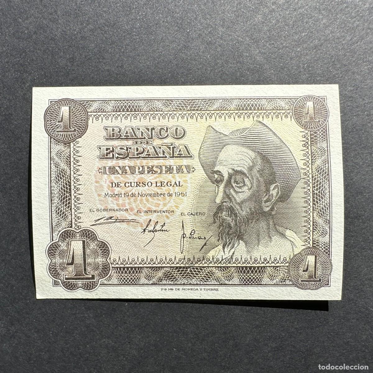Billets espagnols: BILLETE ESPA&Ntilde;A - 1 Peseta - 19 NOVIEMBRE 1951 - SIN SERIE - QUIJOTE