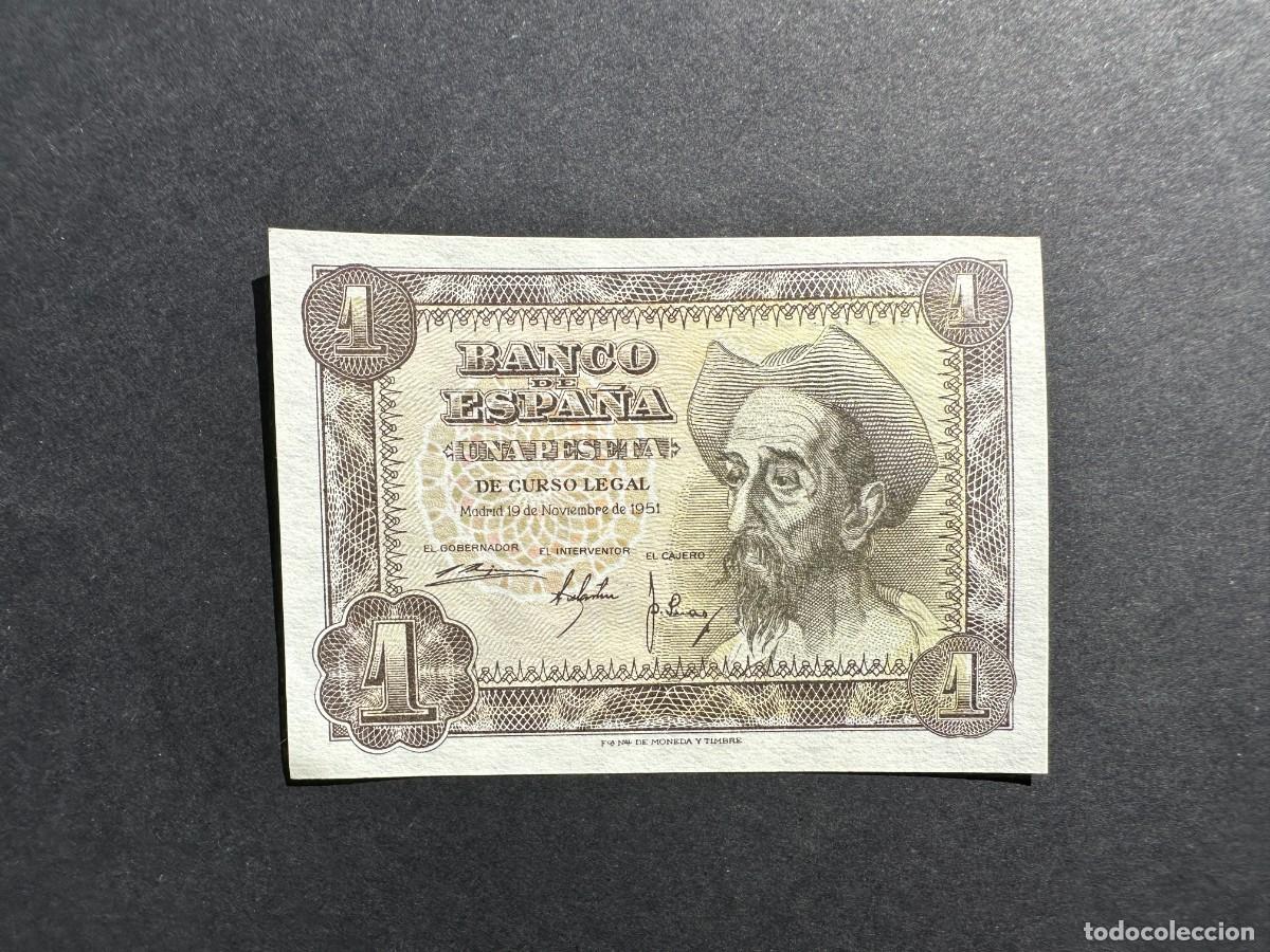 Spanish Banknotes: BILLETE ESPA&Ntilde;A - 1 Peseta - 19 NOVIEMBRE 1951 - SERIE J - QUIJOTE