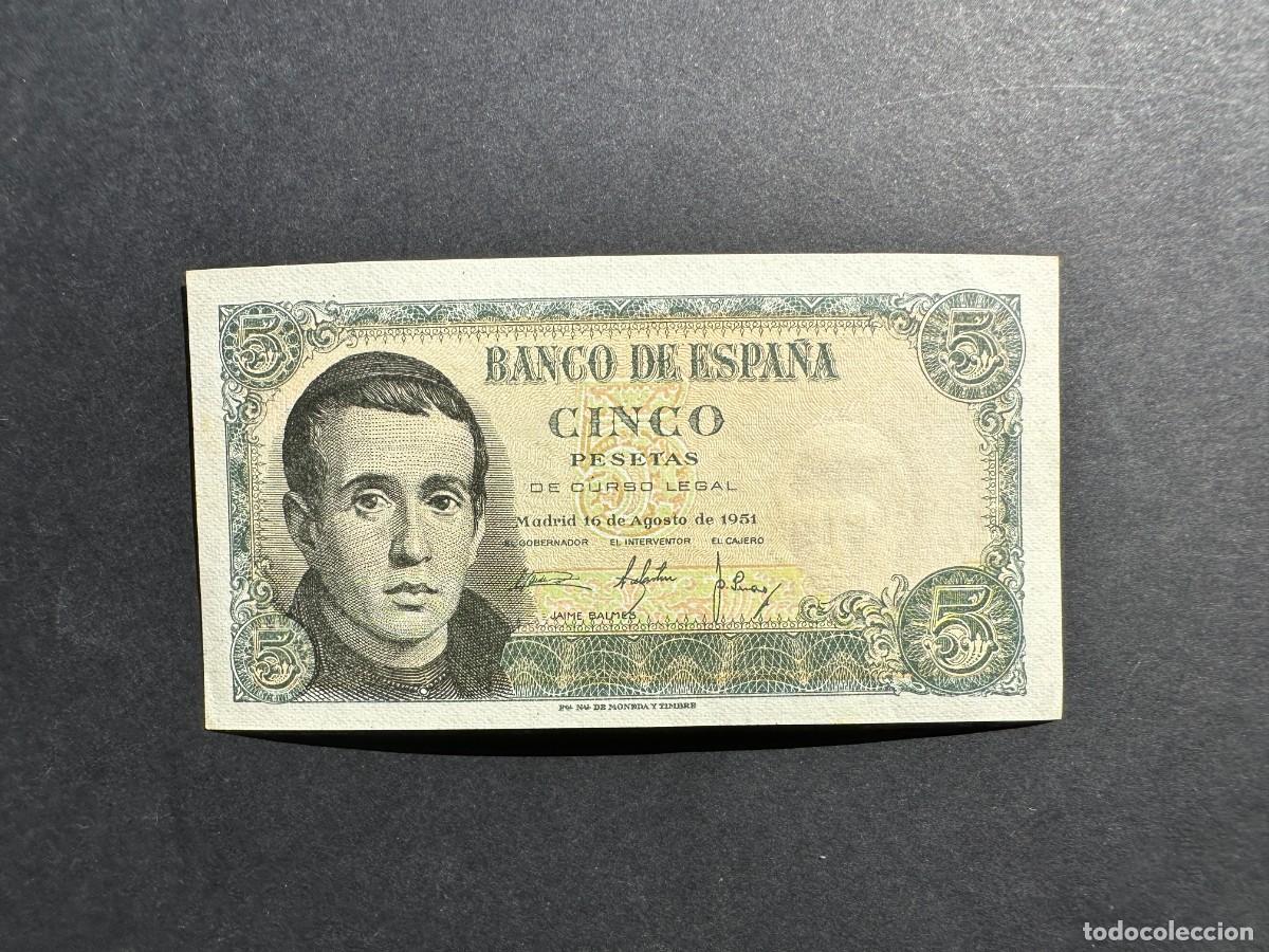 Billets espagnols: BILLETE ESPA&Ntilde;A - 5 Pesetas - 16 AGOSTO 1951 - SERIE W - BALMES