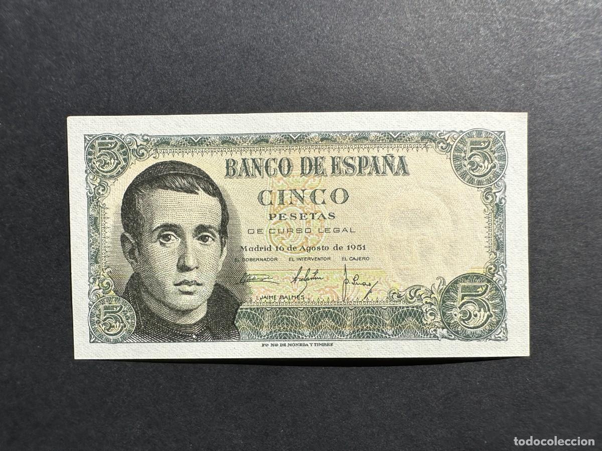 Billets espagnols: BILLETE ESPA&Ntilde;A - 5 Pesetas - 16 AGOSTO 1951 - SERIE X - BALMES