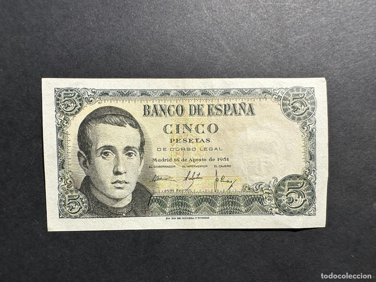 Billets espagnols: BILLETE ESPA&Ntilde;A - 5 Pesetas - 16 AGOSTO 1951 - SERIE Y - BALMES