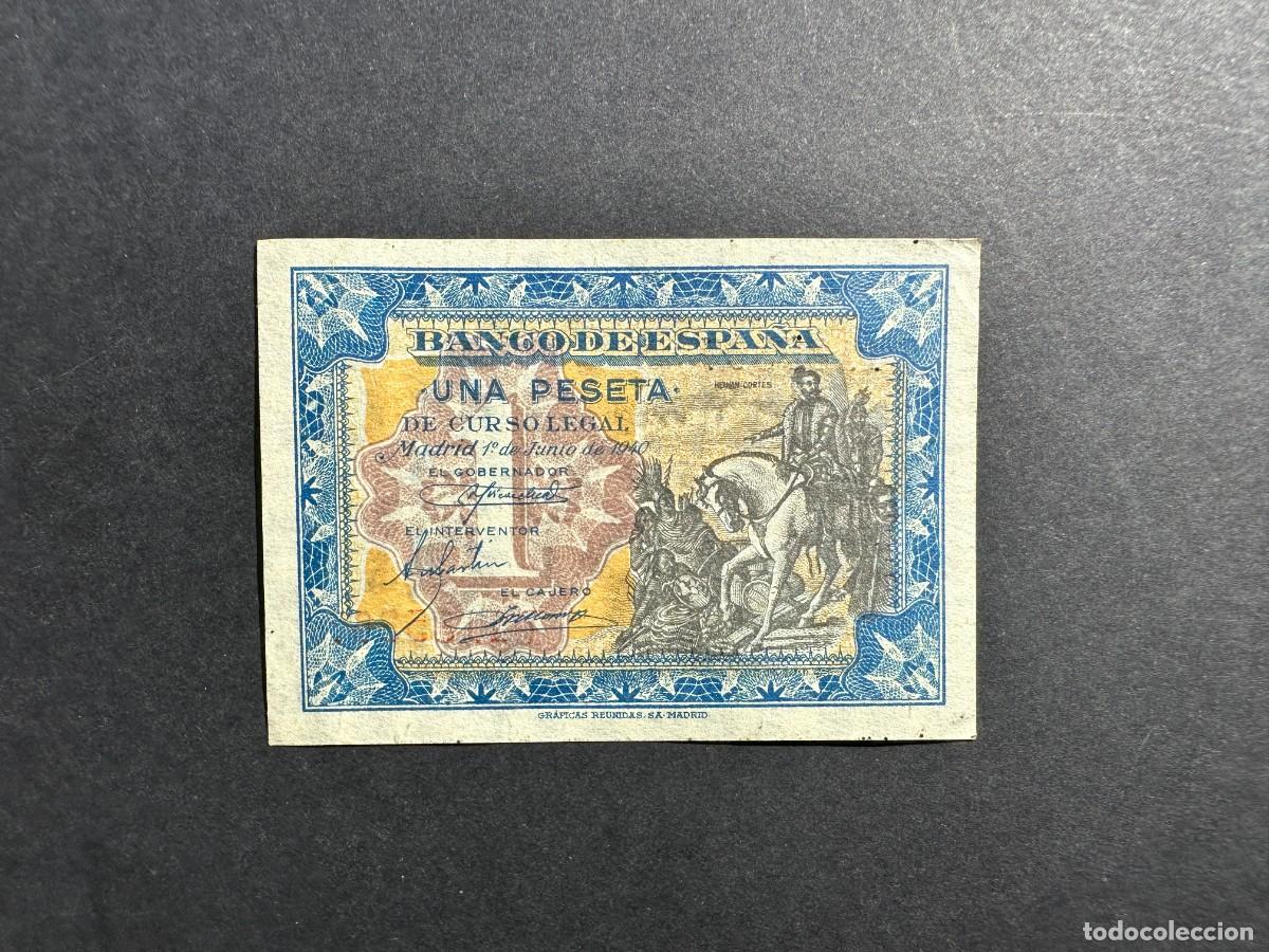Notas espanholas: BILLETE DE ESPA&Ntilde;A - 1 PESETA - A&Ntilde;O 1940 - CORTES - SERIE D