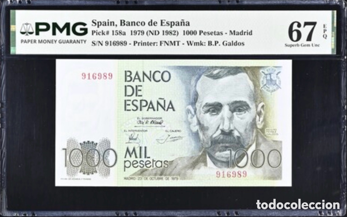 Billetes espa&ntilde;oles: Billete 1000 Pesetas 1979 PMG 67 Sin Serie