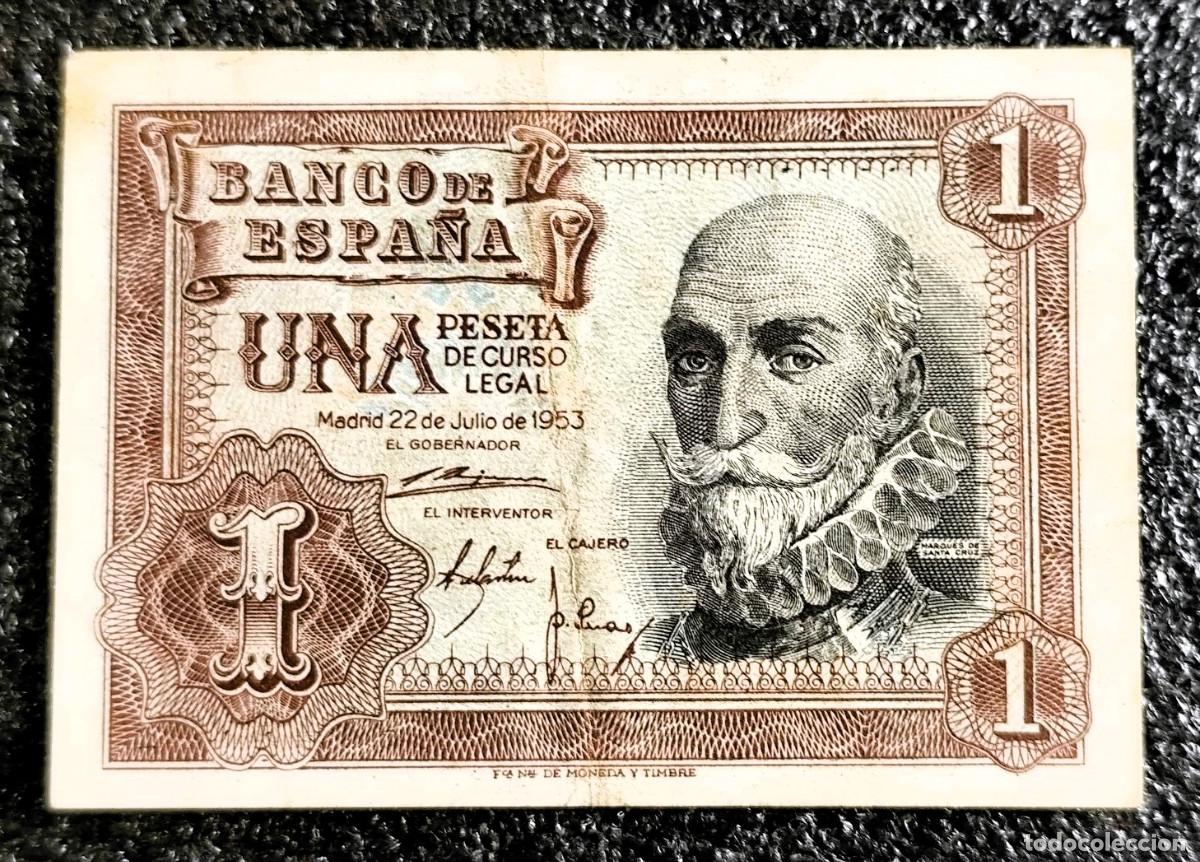 Billets espagnols: Espa&ntilde;a &ndash; 1 Peseta 1953 (Serie &ldquo;Marqu&eacute;s de Santa Cruz&rdquo;) Lote 2604