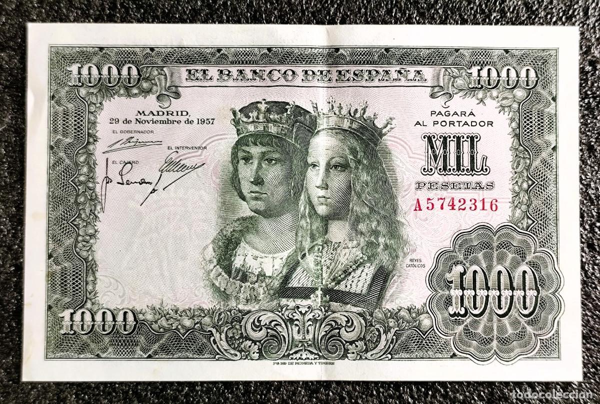 Notas espanholas: Espa&ntilde;a &ndash; 1000 Pesetas 1957 (Serie &ldquo;Reyes Cat&oacute;licos&rdquo;) &ndash; Lote 2607