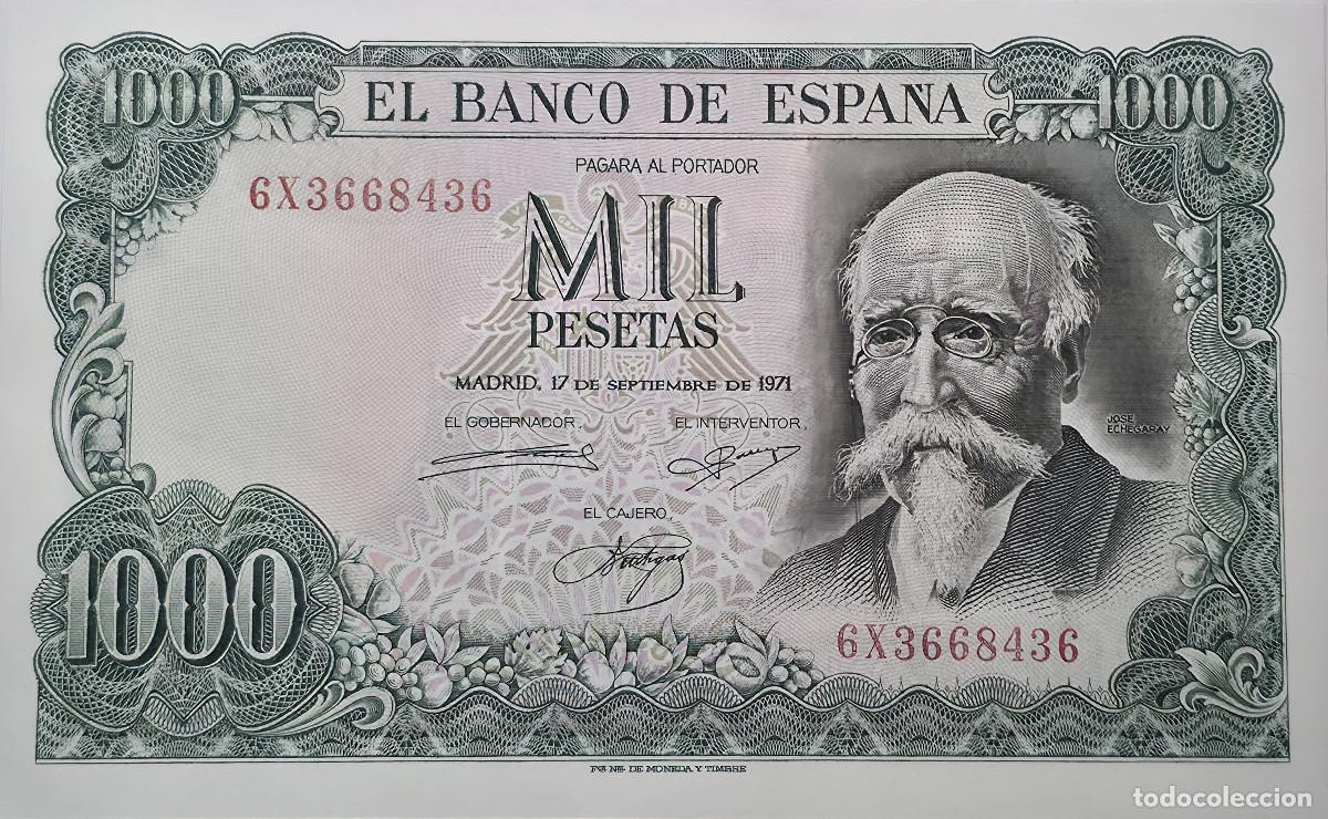 Notas espanholas: BILLETE ESPA&Ntilde;A 1000 PESETAS JOSE DE ECHEGARAY 17 SEPTIEMBRE 1971 SERIE 6X, SIN CIRCULAR