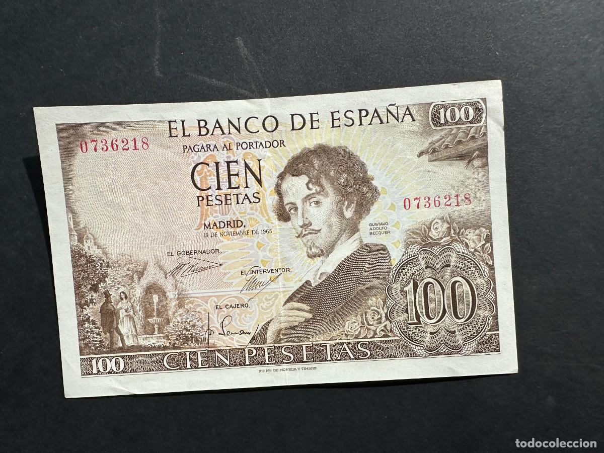 Spanische Banknoten: A&Ntilde;O 1965 - 100 PESETAS - SIN SERIE - GUSTAVO ADOLFO BECQUER - BILLETE ESPA&Ntilde;OL