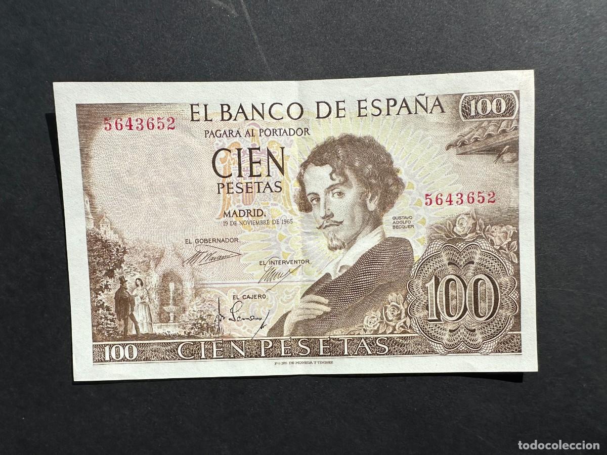 Notas espanholas: A&Ntilde;O 1965 - 100 PESETAS - SIN SERIE - GUSTAVO ADOLFO BECQUER - BILLETE ESPA&Ntilde;OL