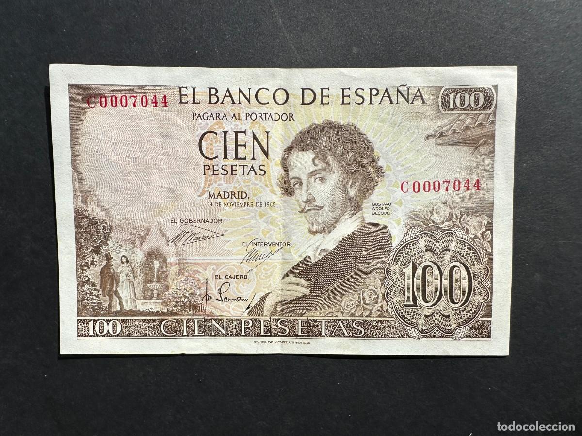 Notas espanholas: A&Ntilde;O 1965 - 100 PESETAS - SERIE C - GUSTAVO ADOLFO BECQUER - BILLETE ESPA&Ntilde;OL
