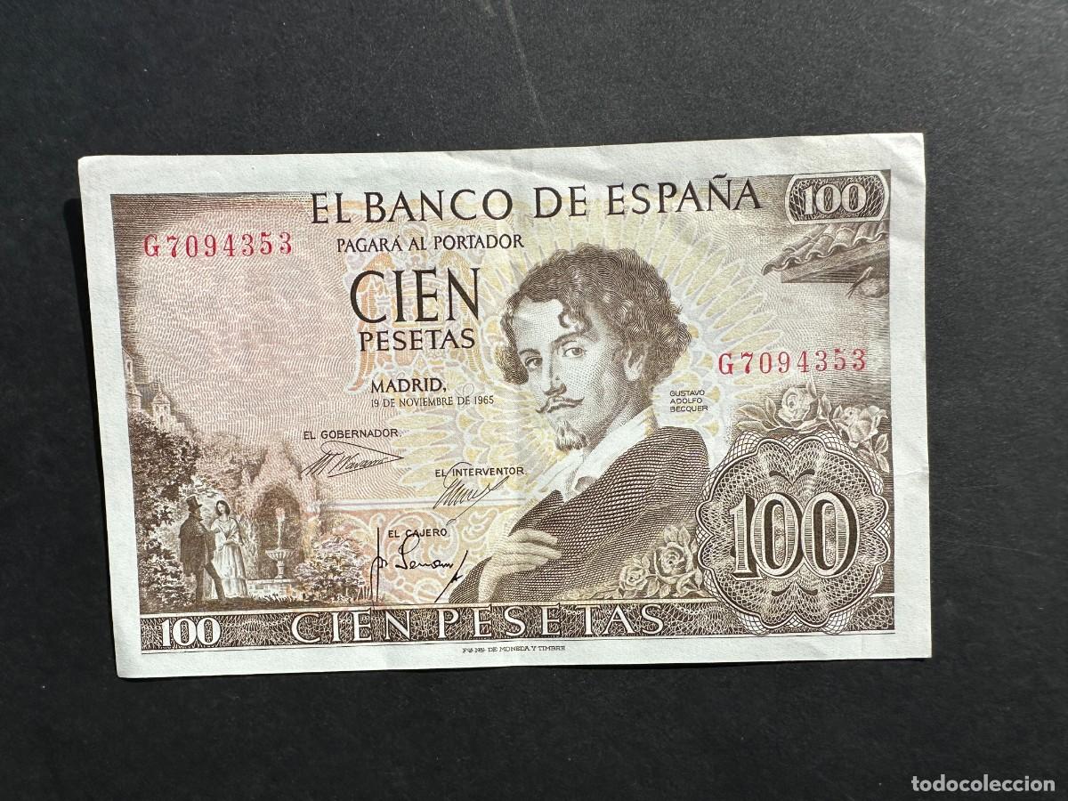 Notas espanholas: A&Ntilde;O 1965 - 100 PESETAS - SERIE C - GUSTAVO ADOLFO BECQUER - BILLETE ESPA&Ntilde;OL