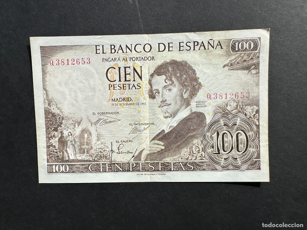 Notas espanholas: A&Ntilde;O 1965 - 100 PESETAS - SERIE Q - GUSTAVO ADOLFO BECQUER - BILLETE ESPA&Ntilde;OL