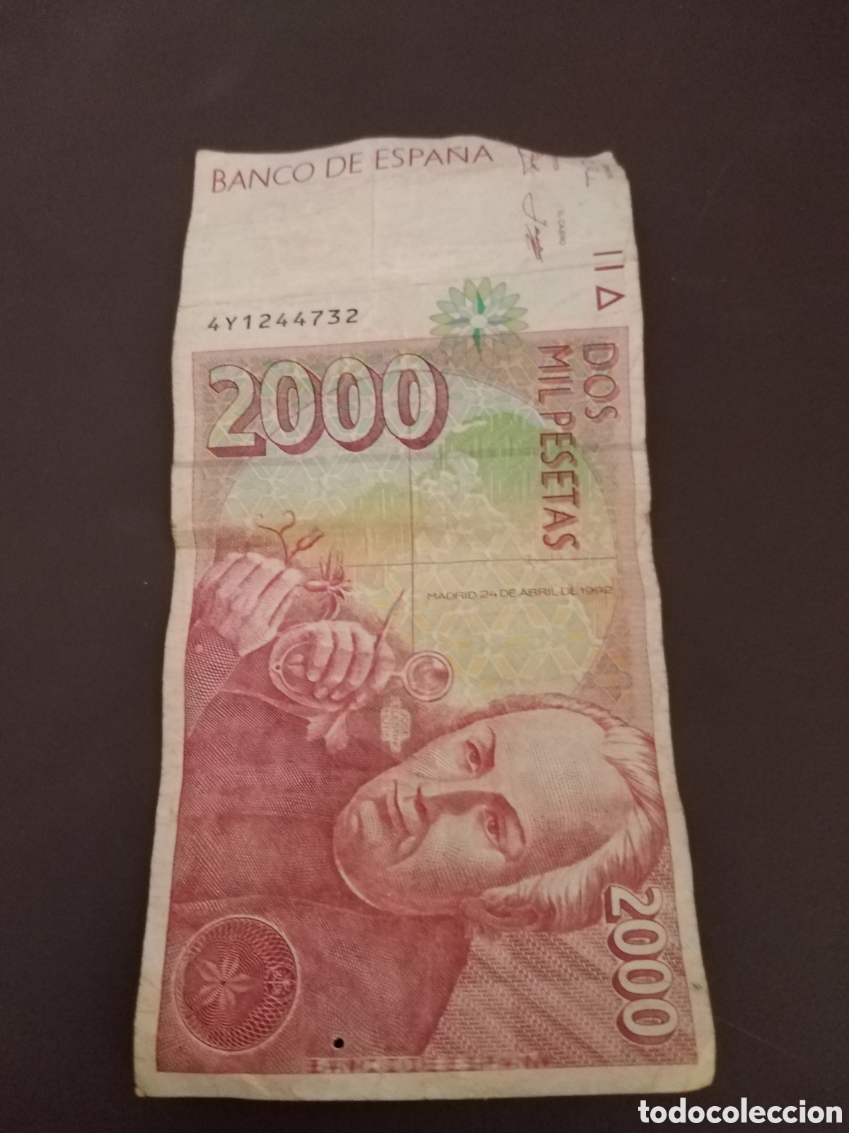 Notas espanholas: Billete espa&ntilde;ol de 2000 ptas. A&ntilde;o 1992.