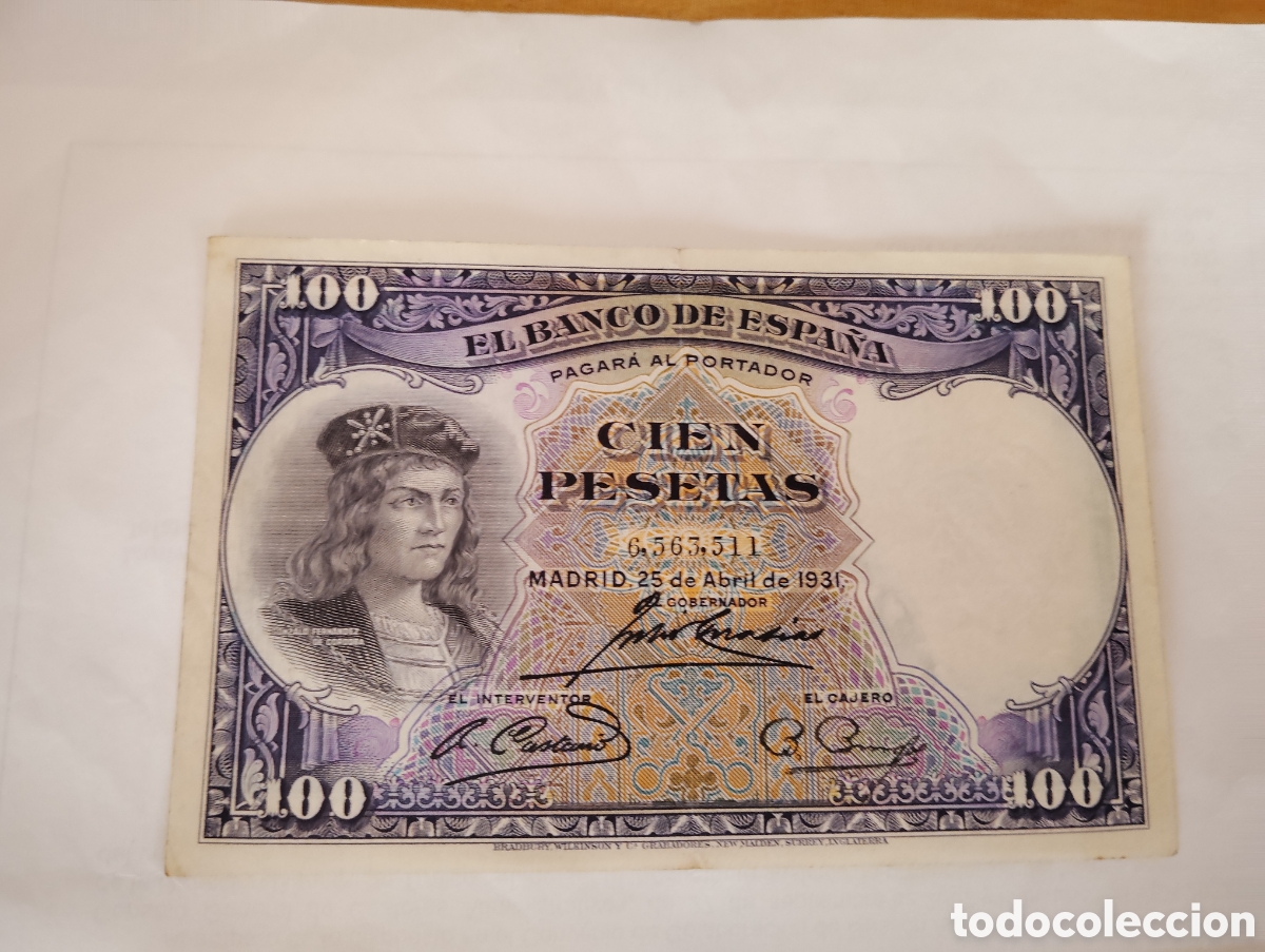 Billetes espa&ntilde;oles: Billete de 100 pts de 1931 - Foto 1