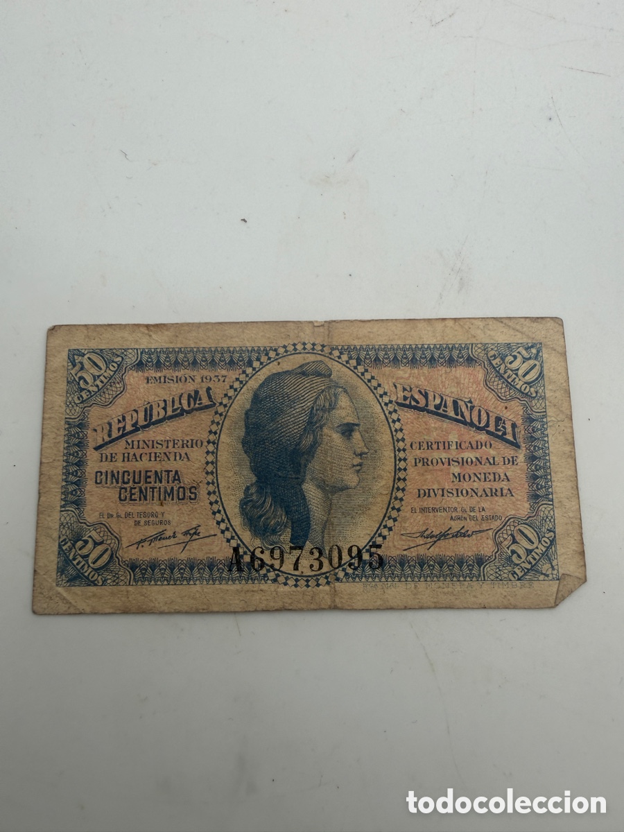 Notas espanholas: Billete de 50 CENTIMOS emisi&oacute;n de 1937 REPUBLICA ESPA&Ntilde;OLA