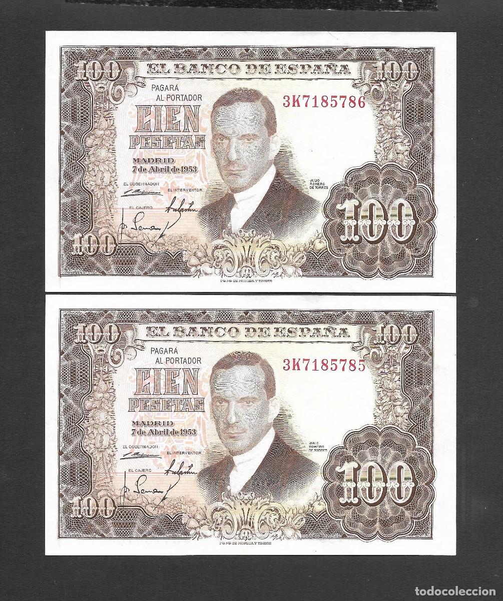 Billets espagnols: PAREJA CORRELATIVA 100 PESETAS 1953 SERIE 3K EBC+