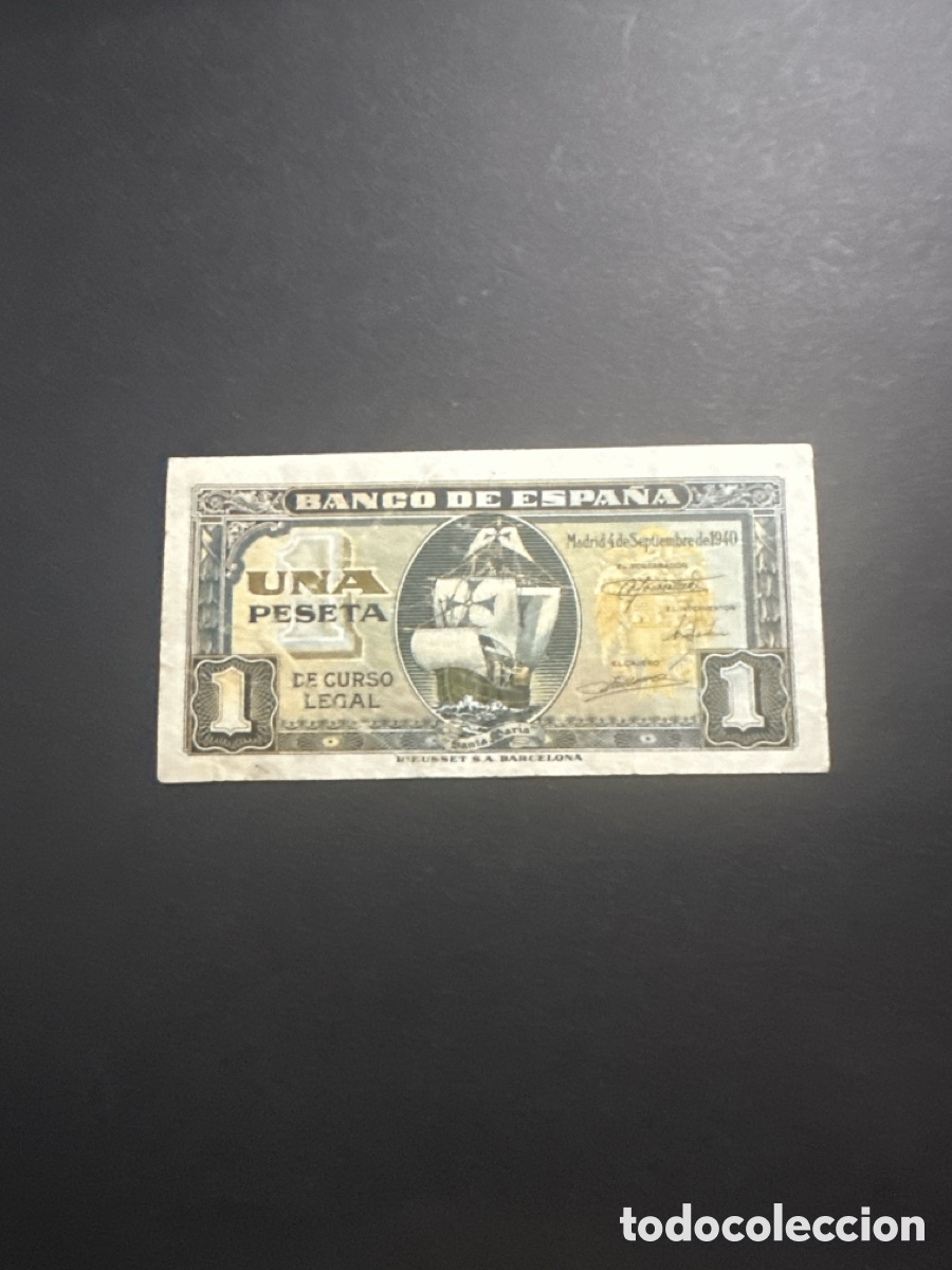 Notas espanholas: Billete de Espa&ntilde;a de 1 peseta a&ntilde;o 1940
