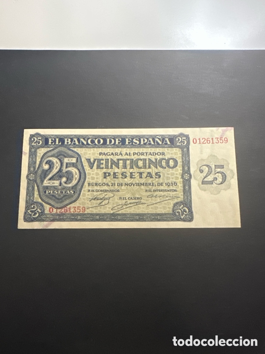 Billetes espa&ntilde;oles: Billete de Espa&ntilde;a de 25 pesetas a&ntilde;o 1936 sin circular