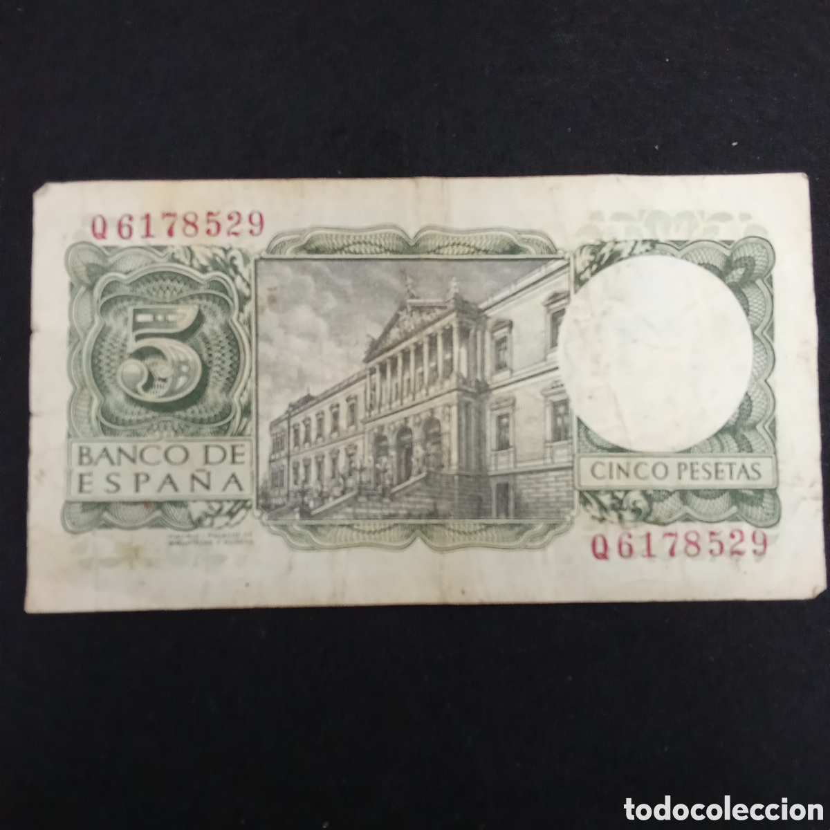 Billetes espa&ntilde;oles: Espa&ntilde;a 5 pesetas A&ntilde;o 1954 - Foto 2