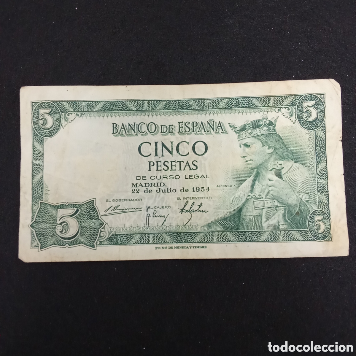 Billetes espa&ntilde;oles: Espa&ntilde;a 5 pesetas A&ntilde;o 1954 - Foto 1