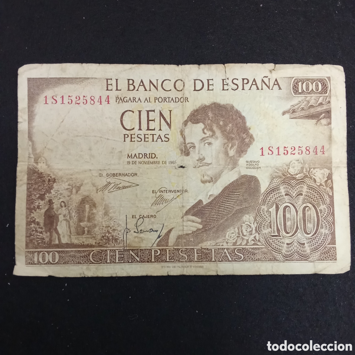 Notas espanholas: Espa&ntilde;a 100 pesetas A&ntilde;o 1965