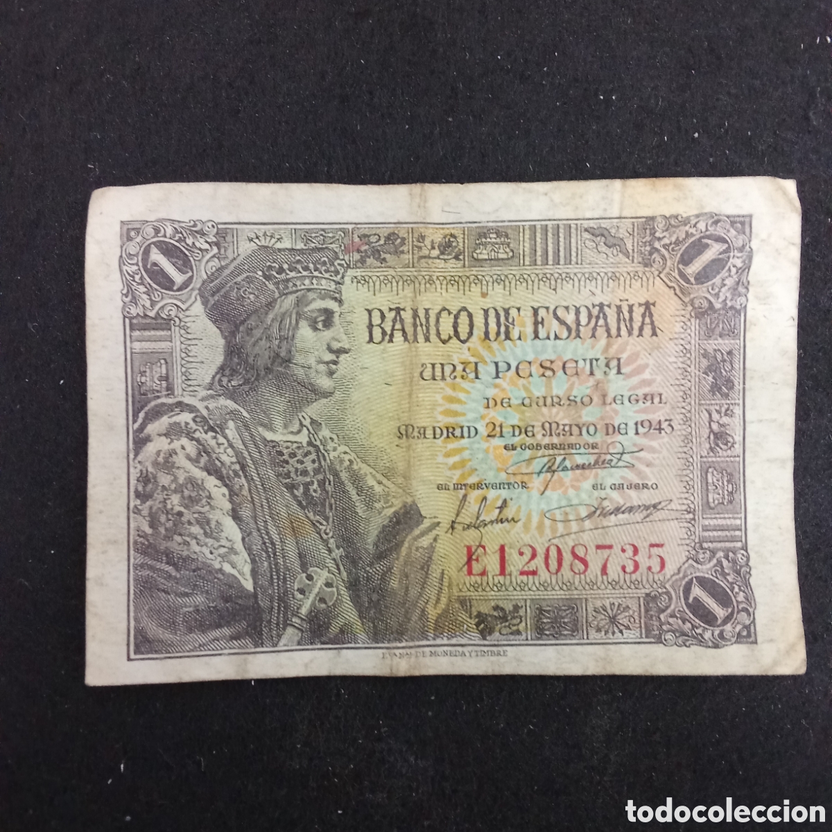Spanish Banknotes: Espa&ntilde;a 1 peseta A&ntilde;o 1943