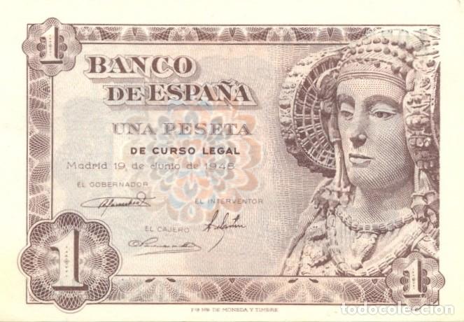 Notas espanholas: ESPA&Ntilde;A BILLETE DE 1 PESETA 1948. ORIGINAL. NUEVO - PLANCHA