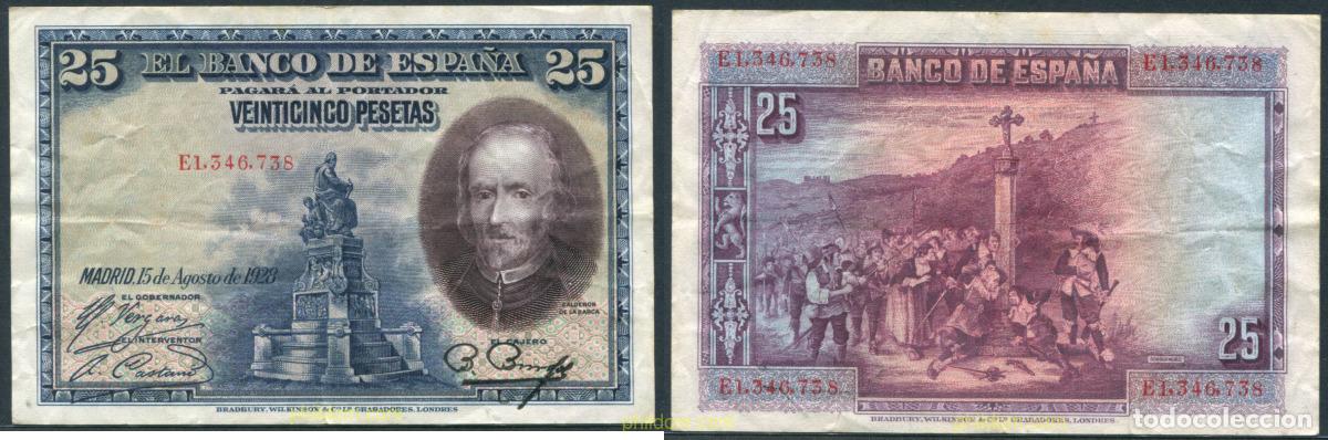 Spanish Banknotes: 11365 ESPA&Ntilde;A 1928 25 PESETAS 1928 CALDERON DE LA BARCA
