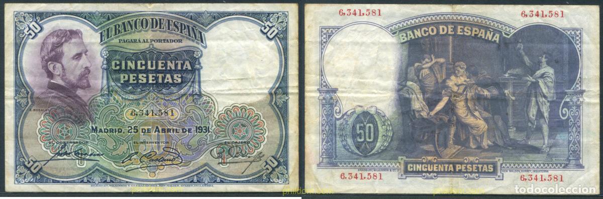 Spanish Banknotes: 11373 ESPA&Ntilde;A 1931 50 pesetas 25 de abril 1931 E.Rosales