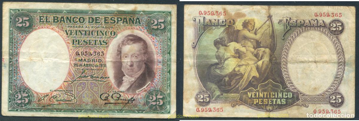 Spanish Banknotes: 11372 ESPA&Ntilde;A 1931 25 PESETAS VICENTE LOPEZ 1931