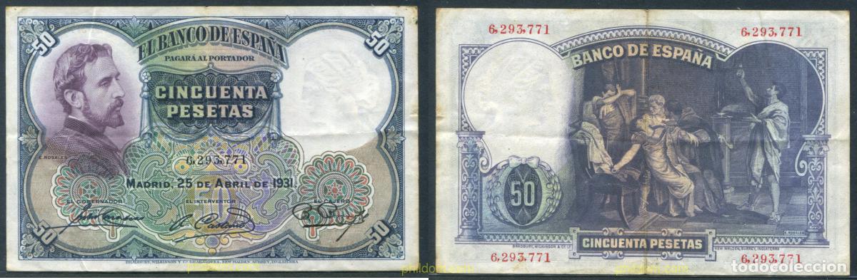 Billetes espa&ntilde;oles: 11366 ESPA&Ntilde;A 1931 50 pesetas 25 de abril 1931 E.Rosales